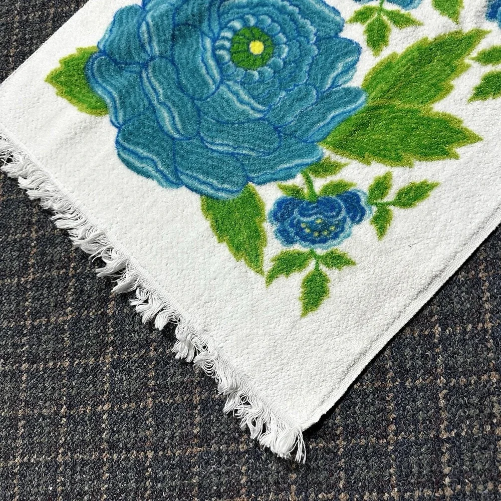Vintage Fieldcrest Retro blue towel set bath hand‎ washcloth 1970s